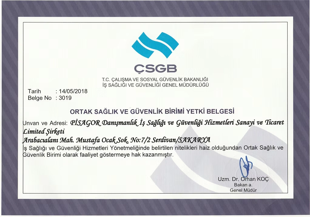 OSGB Yetki Belgesi